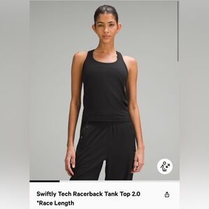 Lululemon Swiftly Tech Racerback Tank Top 2.0 *Race Length, Black, Size 8
